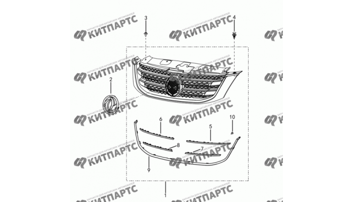 Облицовка радиатора Dong Feng H30 Cross